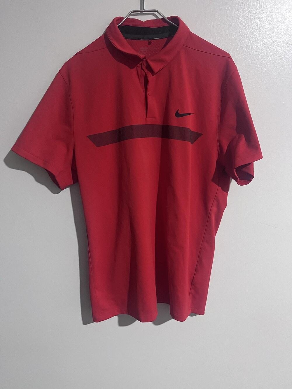 Nike Polo Shirt Mens XL Red Dri-FIT Colorblock Golf Collared Short Sleeve